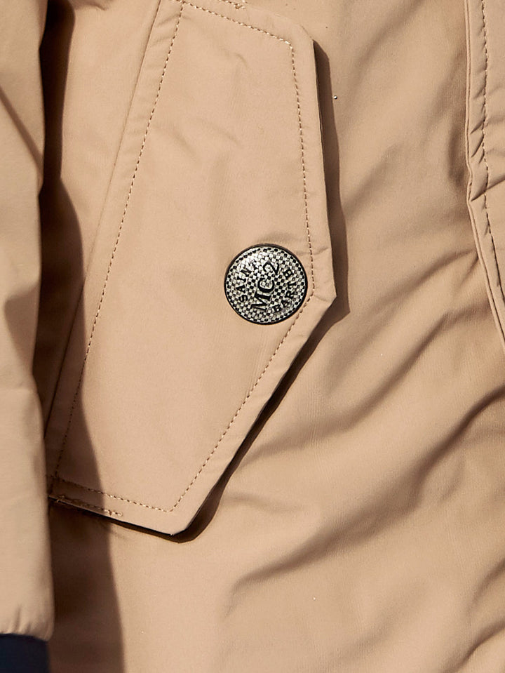 Boy hooded beige parka jacket Voyager Jr - MC2 Saint Barth