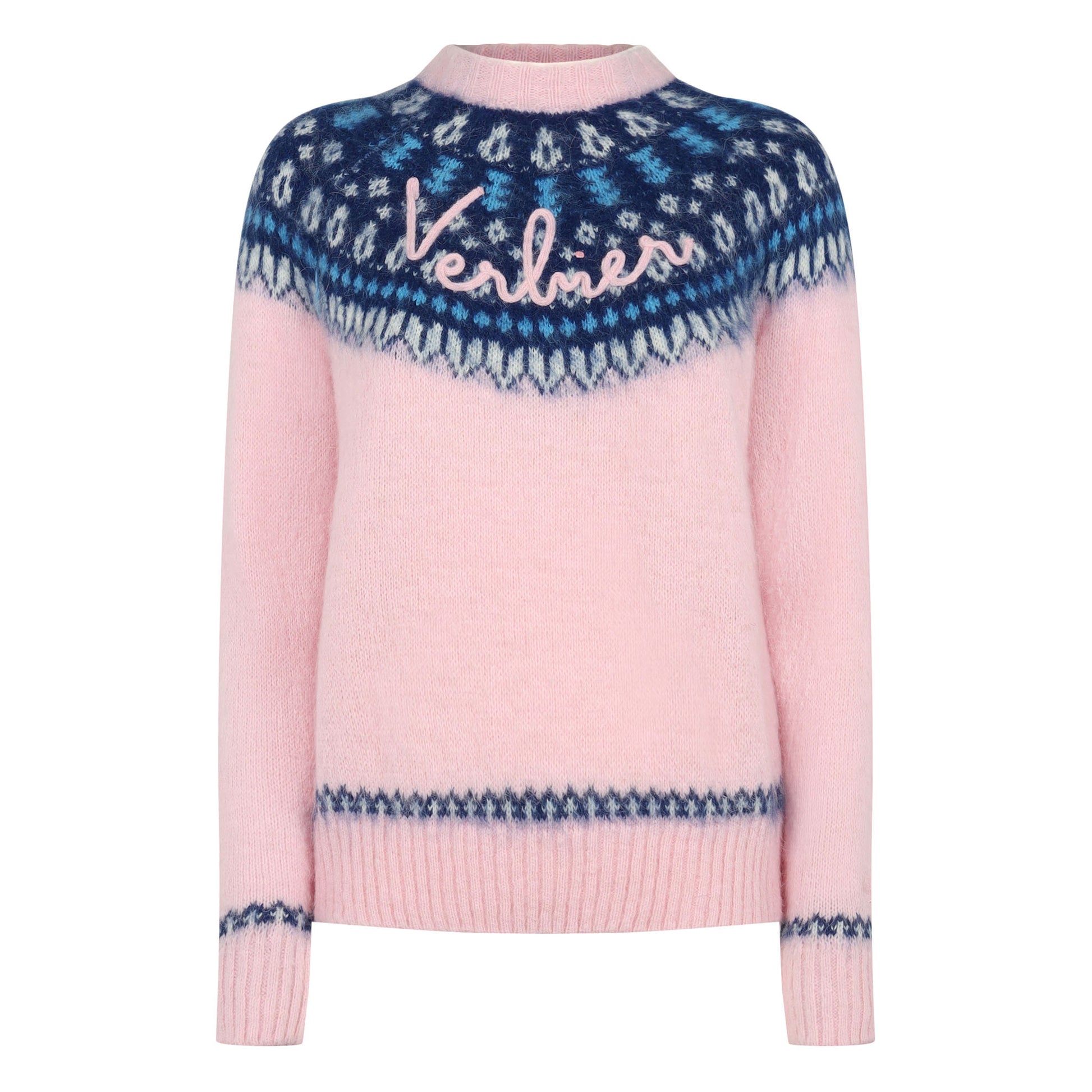 Woman pink crewneck nordic jacquard sweater - MC2 Saint Barth