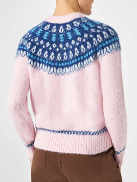 Woman pink crewneck nordic jacquard sweater - MC2 Saint Barth