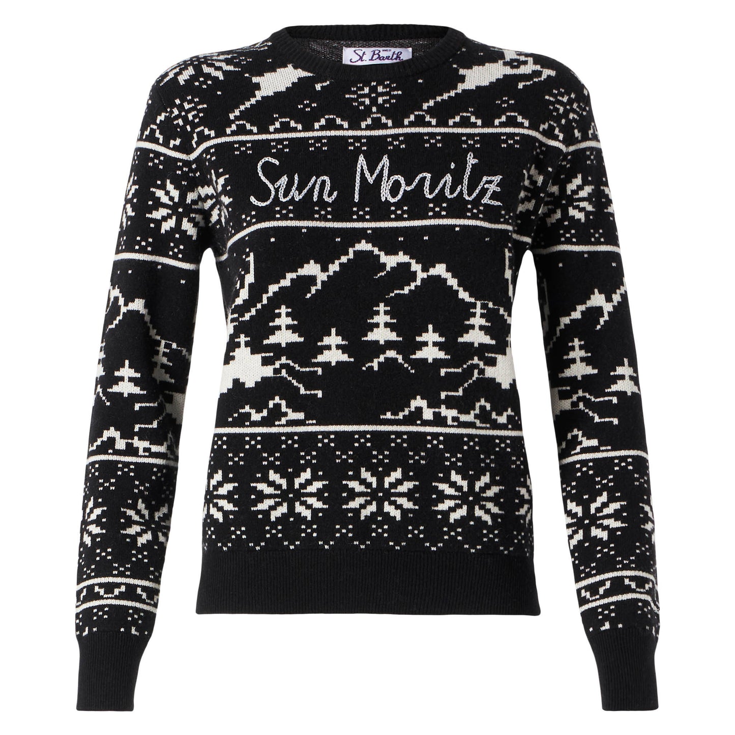 Woman sweater with Norwegian style print and Sun Moritz embroidery - MC2 Saint Barth