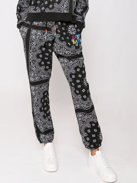 Cotton bandanna joggers with Saint Barth embroidery - MC2 Saint Barth