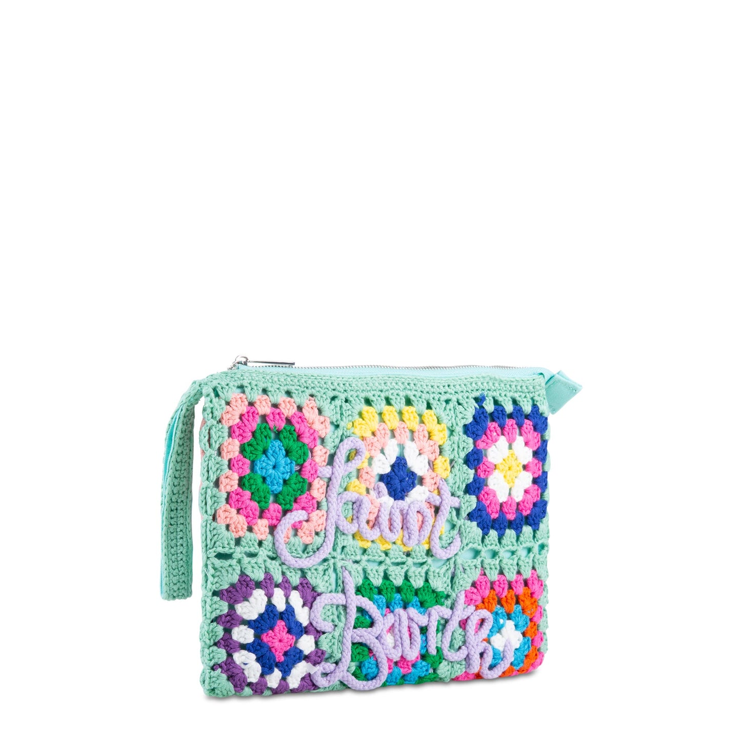 Parisienne water green crochet pouch bag with Saint Barth embroidery - MC2 Saint Barth