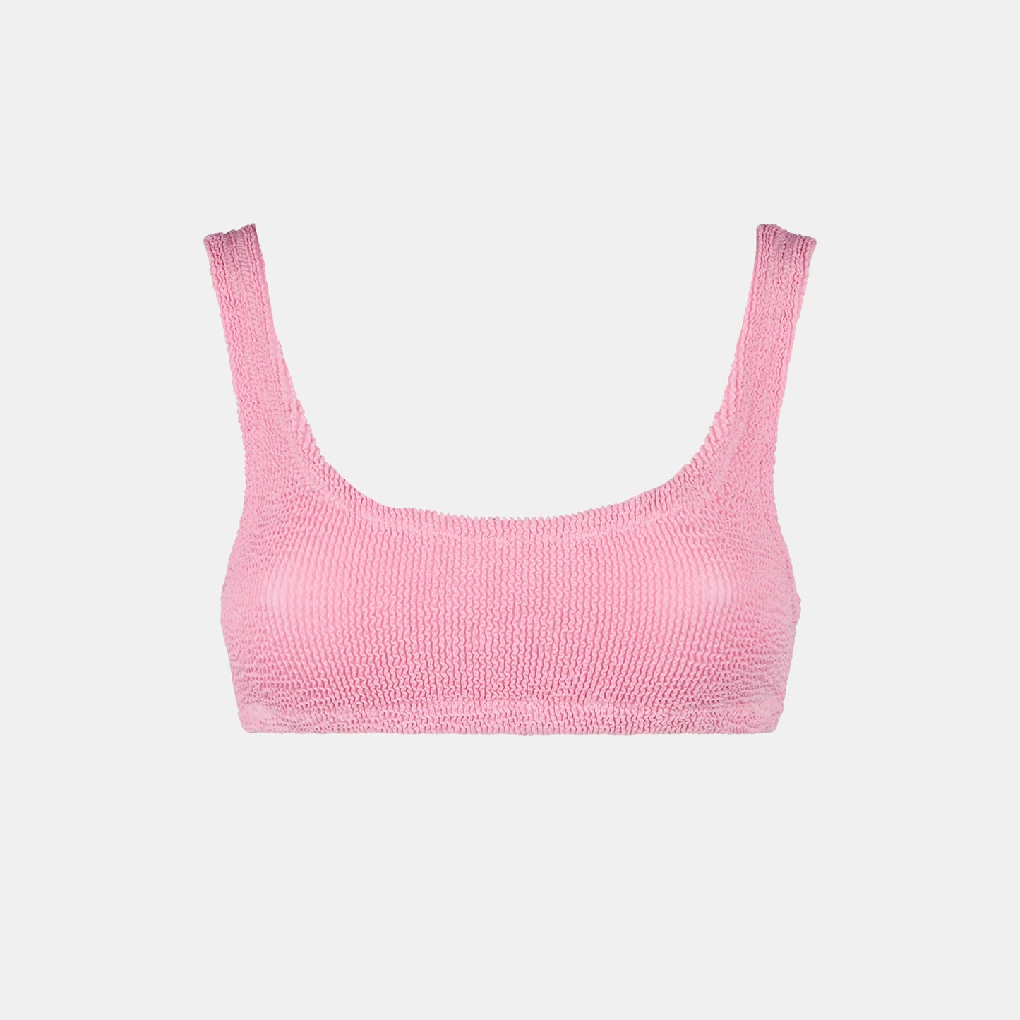 Rosafarbener Damen-Badeanzug mit Bralette-Oberteil in Crinkle-Optik