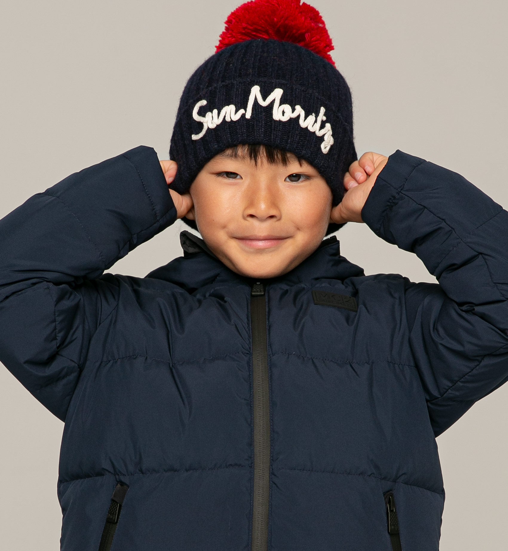 Kid hooded down padded jacket tartan lining - MC2 Saint Barth