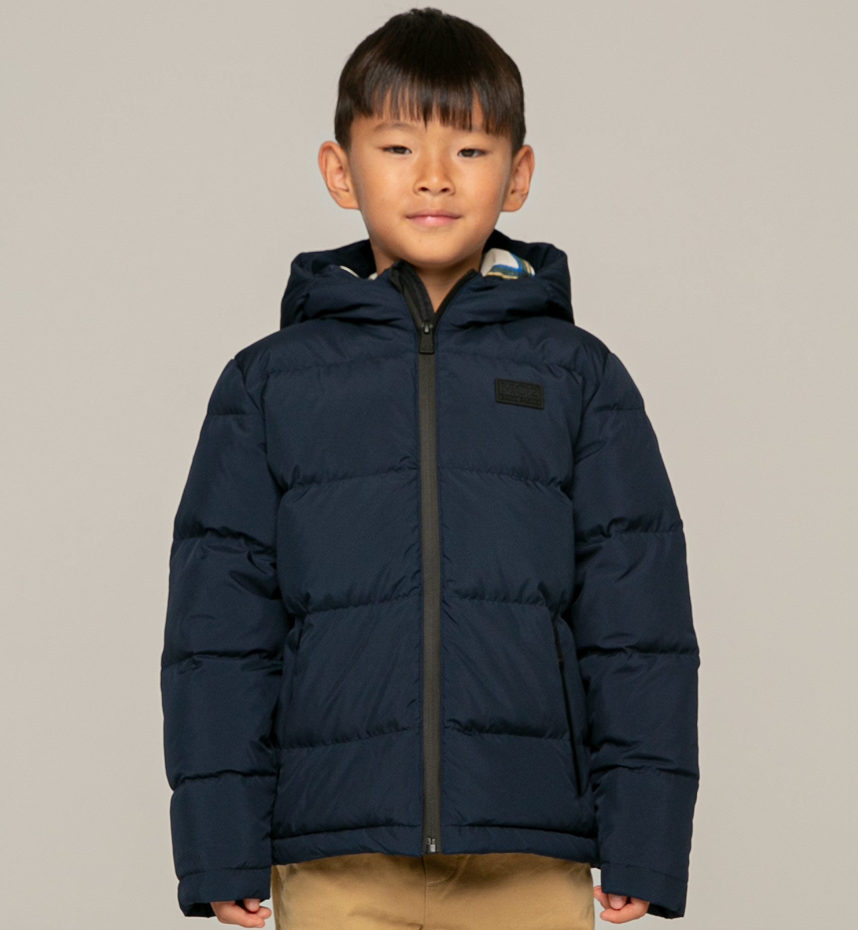Kid hooded down padded jacket tartan lining - MC2 Saint Barth