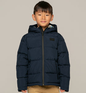 Kid hooded down padded jacket tartan lining - MC2 Saint Barth