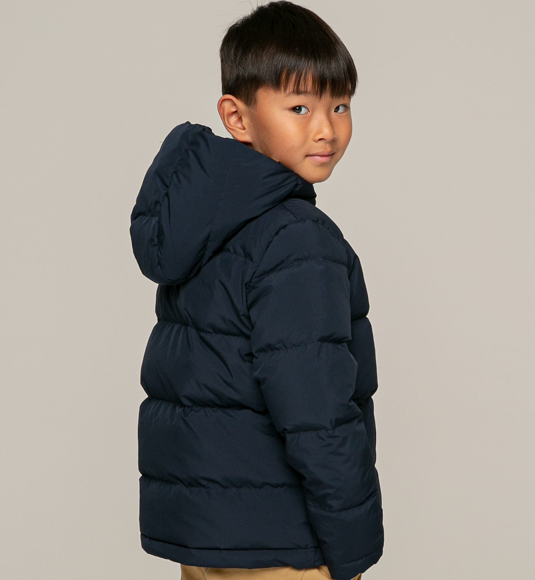Kid hooded down padded jacket tartan lining - MC2 Saint Barth