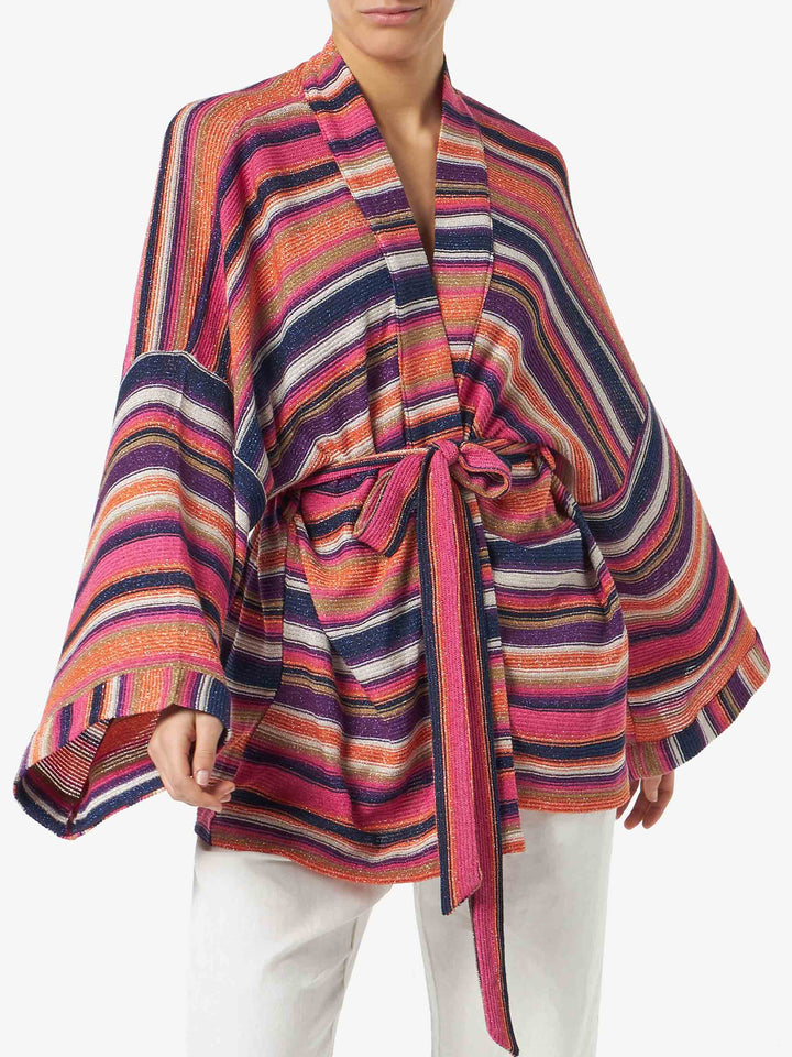 Multicolor violet knitted kimono - MC2 Saint Barth