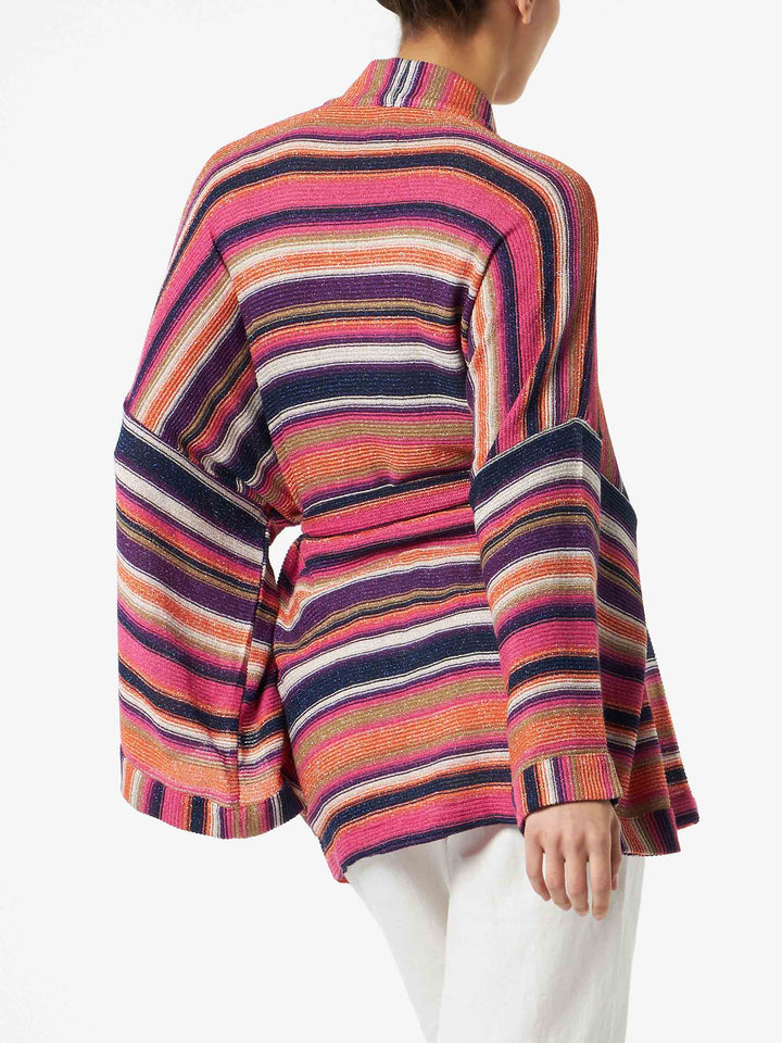 Multicolor violet knitted kimono - MC2 Saint Barth
