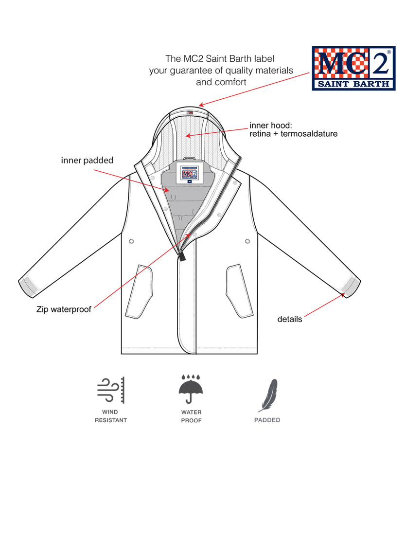 Boy hooded military green parka jacket Voyager Jr - MC2 Saint Barth