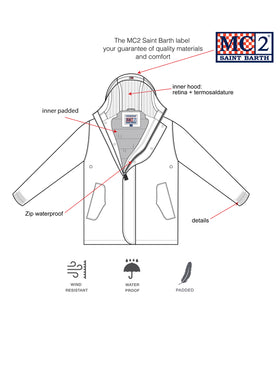 Boy hooded military green parka jacket Voyager Jr - MC2 Saint Barth