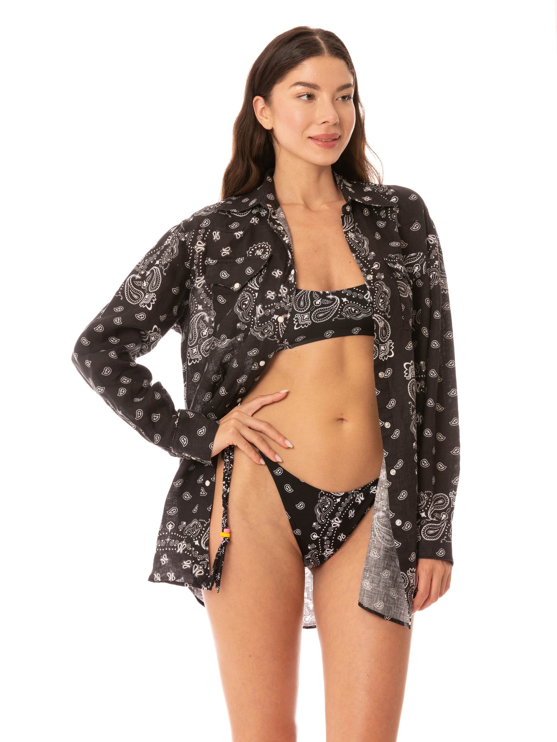 Black linen shirt with trimmings - MC2 Saint Barth