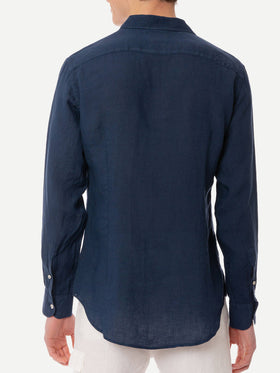 Man navy blue linen Pamplona shirt - MC2 Saint Barth