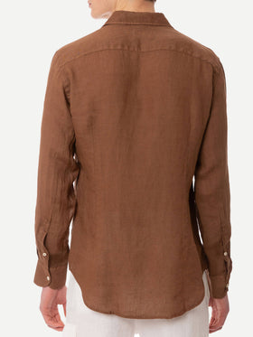 Man brown linen Pamplona shirt - MC2 Saint Barth
