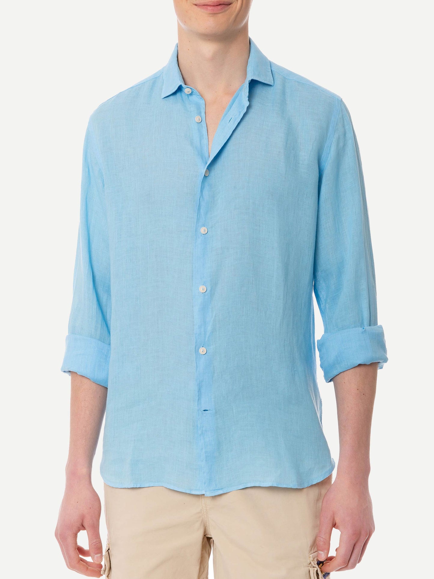 Man light blue linen Pamplona shirt - MC2 Saint Barth