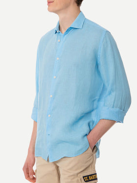 Man light blue linen Pamplona shirt - MC2 Saint Barth