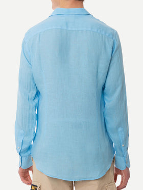 Man light blue linen Pamplona shirt - MC2 Saint Barth