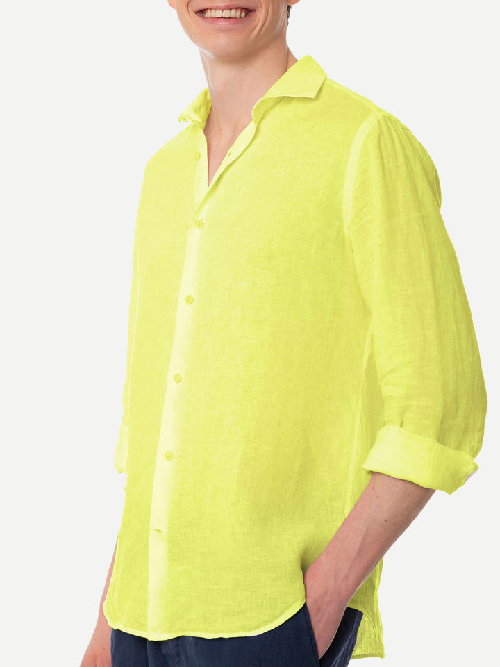 Man yellow linen Pamplona shirt - MC2 Saint Barth