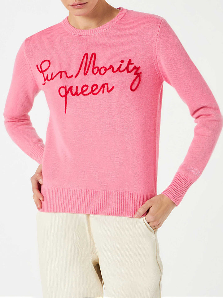 Woman sweater with Sun Moritz Queen embroidery - MC2 Saint Barth