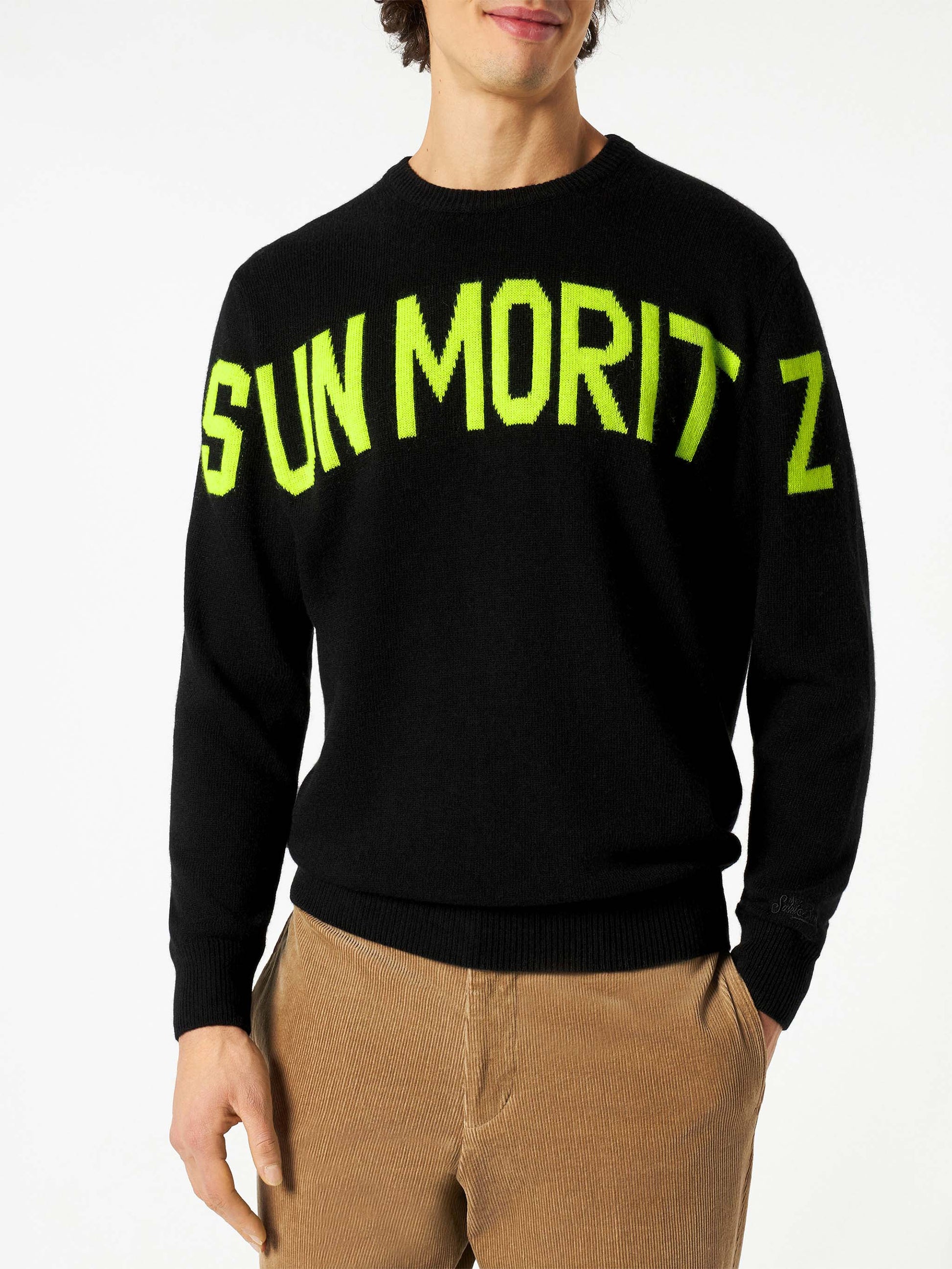 Man black sweater with lettering - MC2 Saint Barth