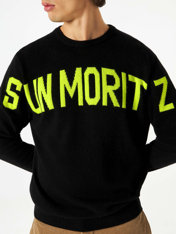 Man black sweater with lettering - MC2 Saint Barth