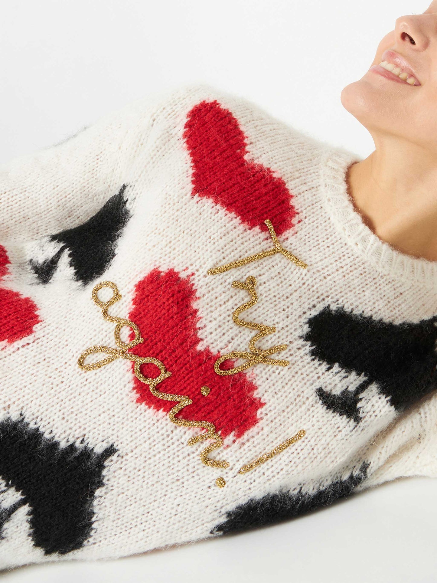 Woman brushed sweater with spades and hearts embroidery - MC2 Saint Barth