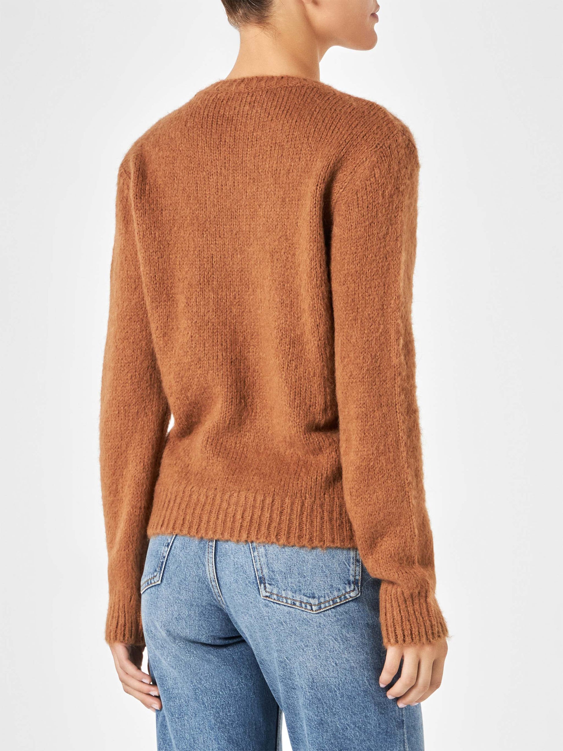 Woman brown brushed sweater with embroidery - MC2 Saint Barth