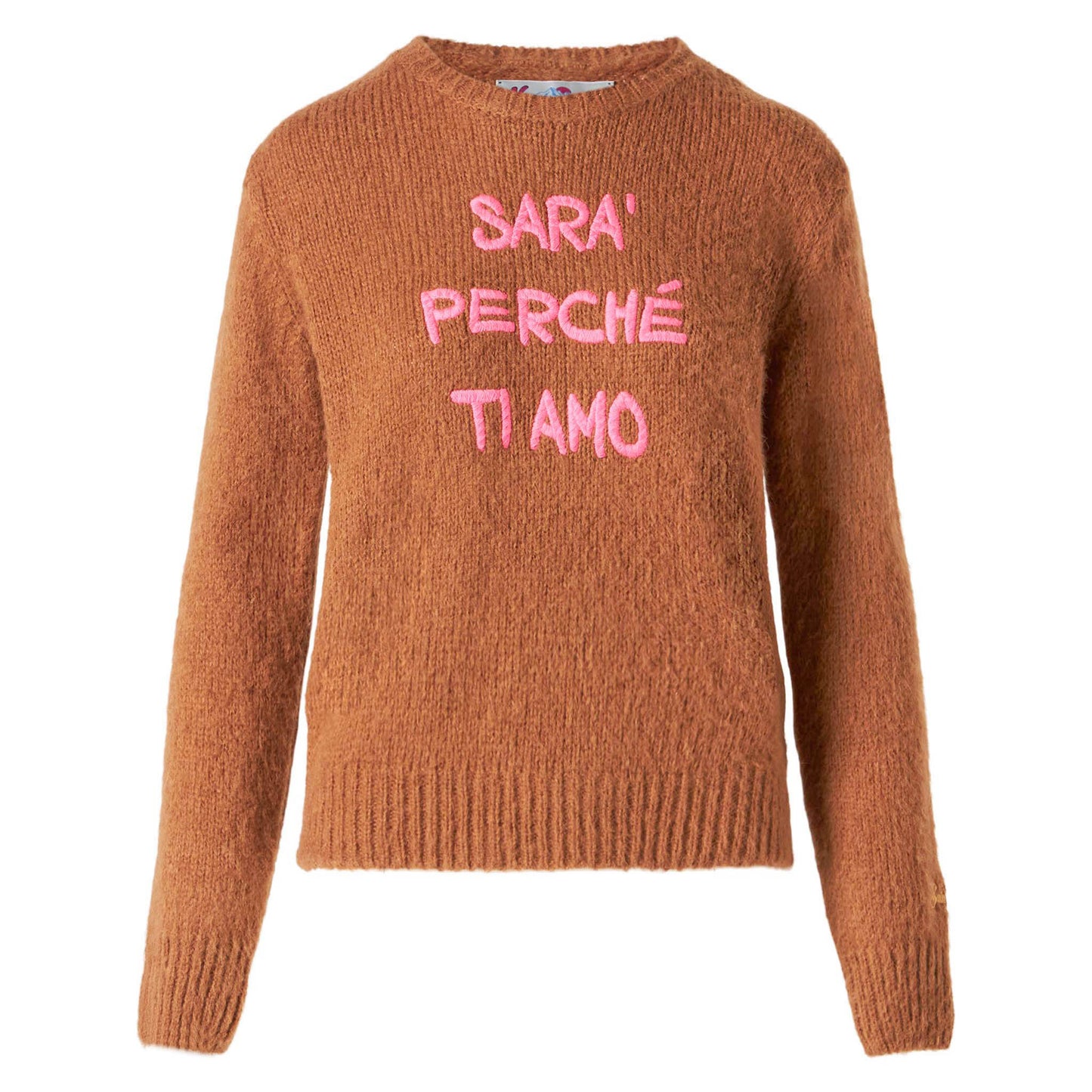 Woman brown brushed sweater with embroidery - MC2 Saint Barth