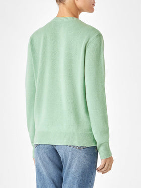 Woman green sweater with jacquard | NIKI DJ SPECIAL EDITION - MC2 Saint Barth