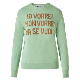 Woman green sweater with jacquard | NIKI DJ SPECIAL EDITION - MC2 Saint Barth