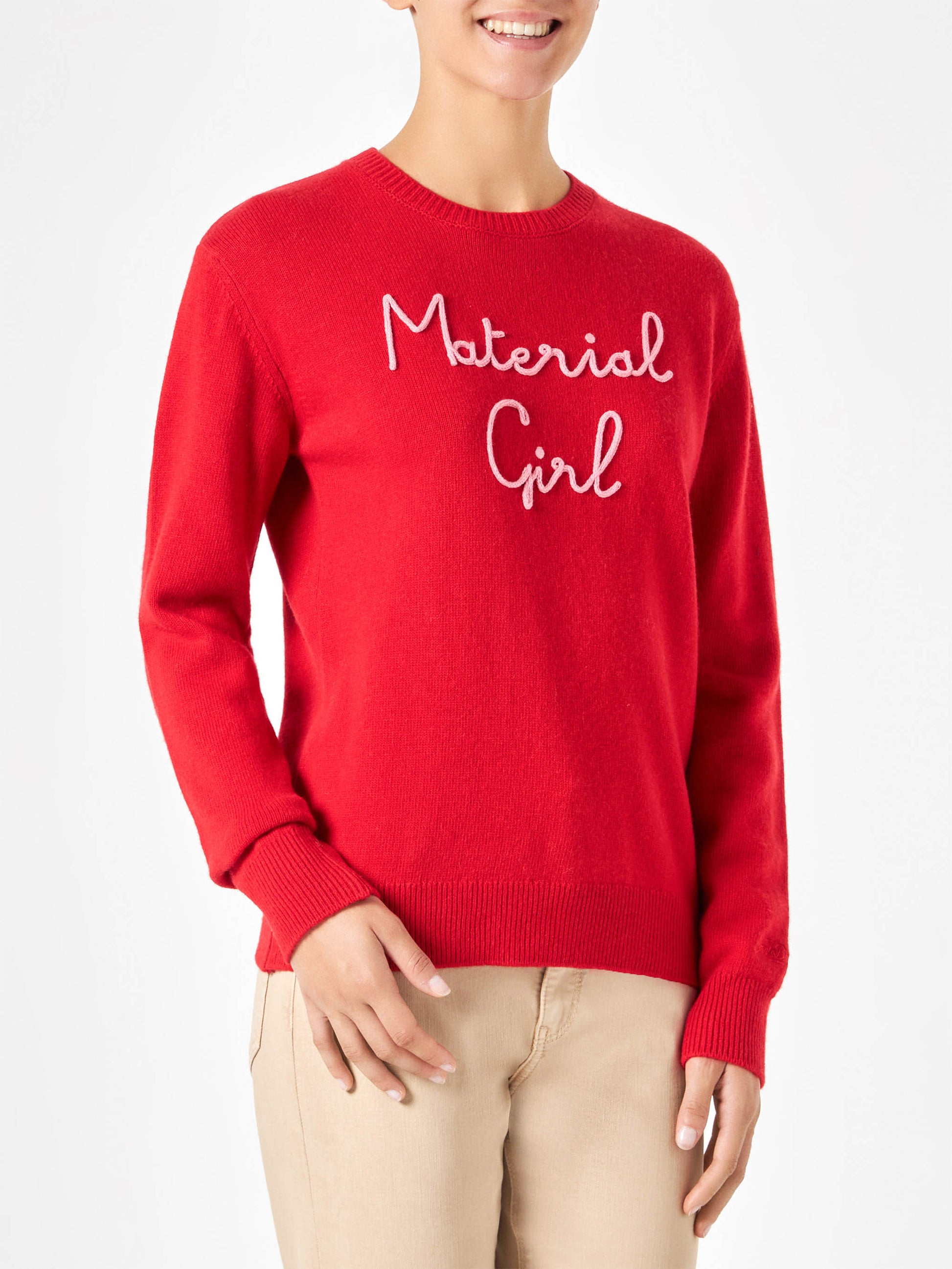 Woman sweater with Material girl embroidery | NIKI DJ SPECIAL EDITION - MC2 Saint Barth