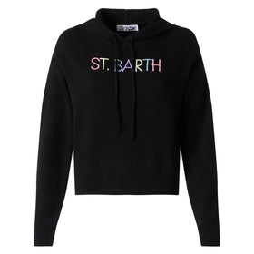 Cropped knit hoodie with St. Barth embroidery - MC2 Saint Barth