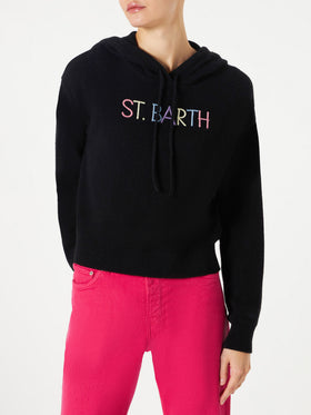 Cropped knit hoodie with St. Barth embroidery - MC2 Saint Barth