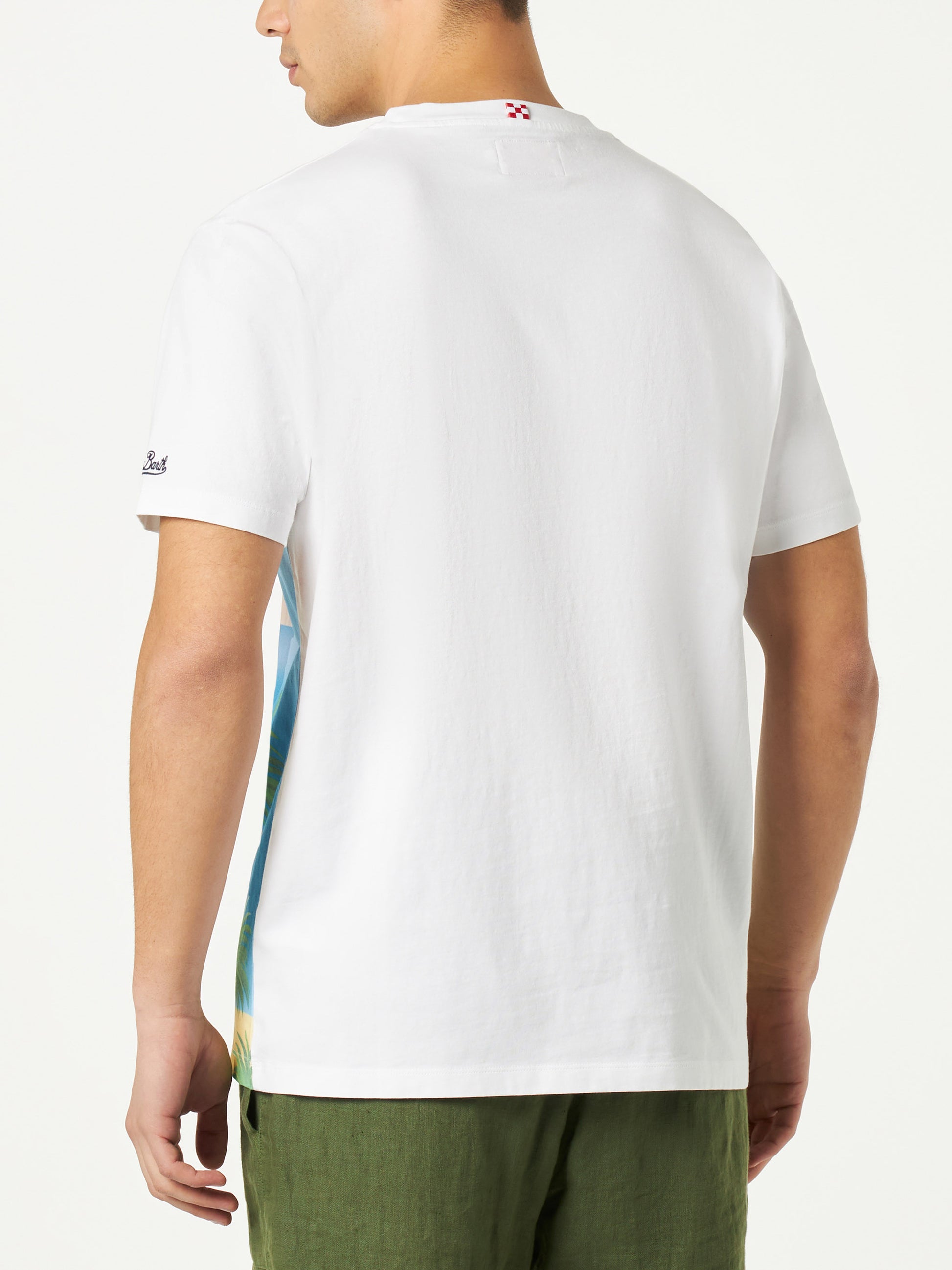 Man cotton t-shirt with Capri postcard print - MC2 Saint Barth