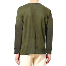 Military green Linen Man T-Shirt long sleeves - MC2 Saint Barth