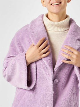 Woman coat lilac teddy fabric - MC2 Saint Barth