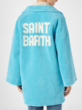 Woman coat turquoise teddy fabric - MC2 Saint Barth