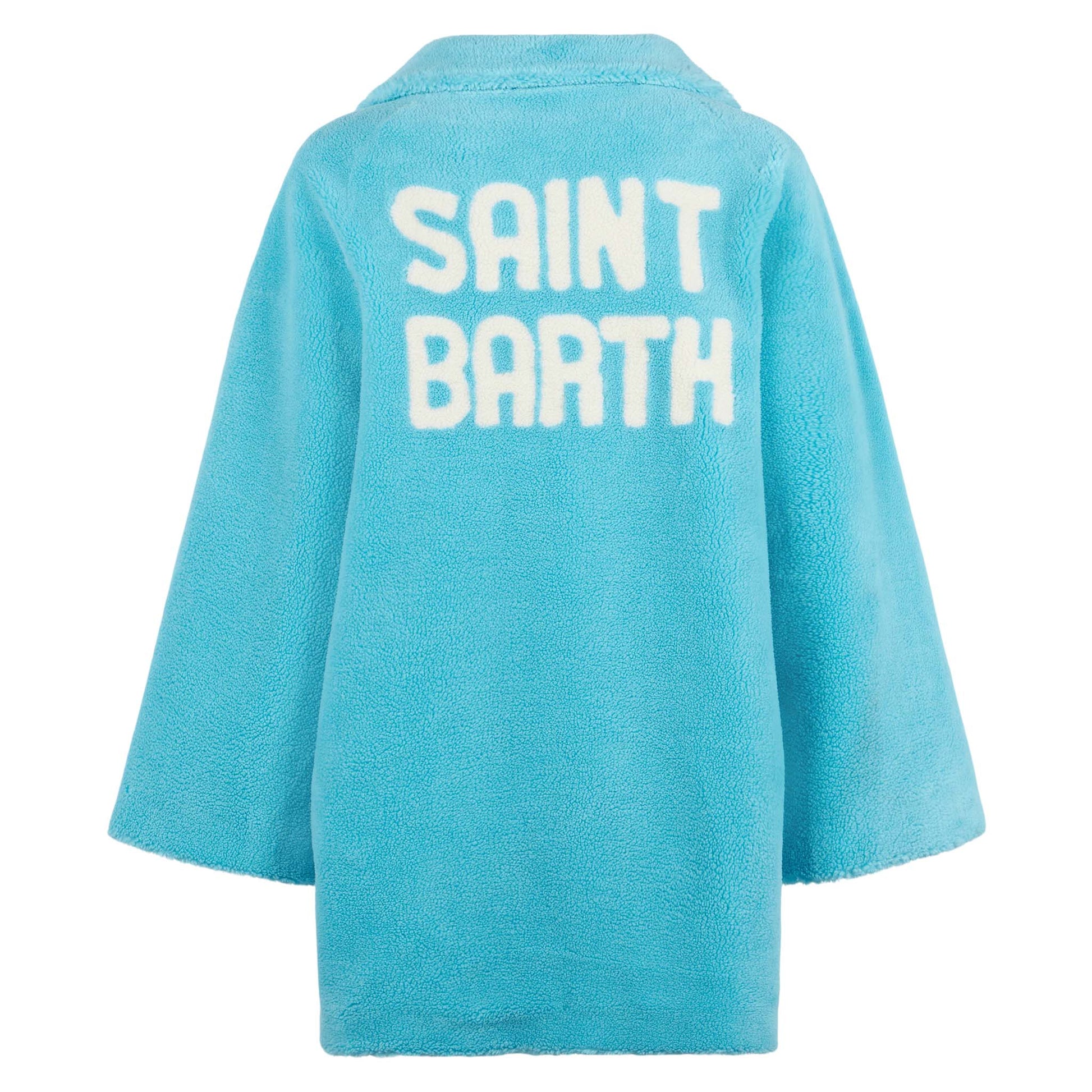 Woman coat turquoise teddy fabric - MC2 Saint Barth
