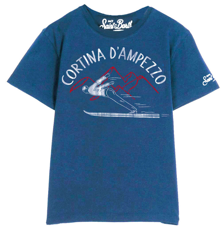 Bluette Cotton T-Shirt Cortina d'Ampezzo - MC2 Saint Barth