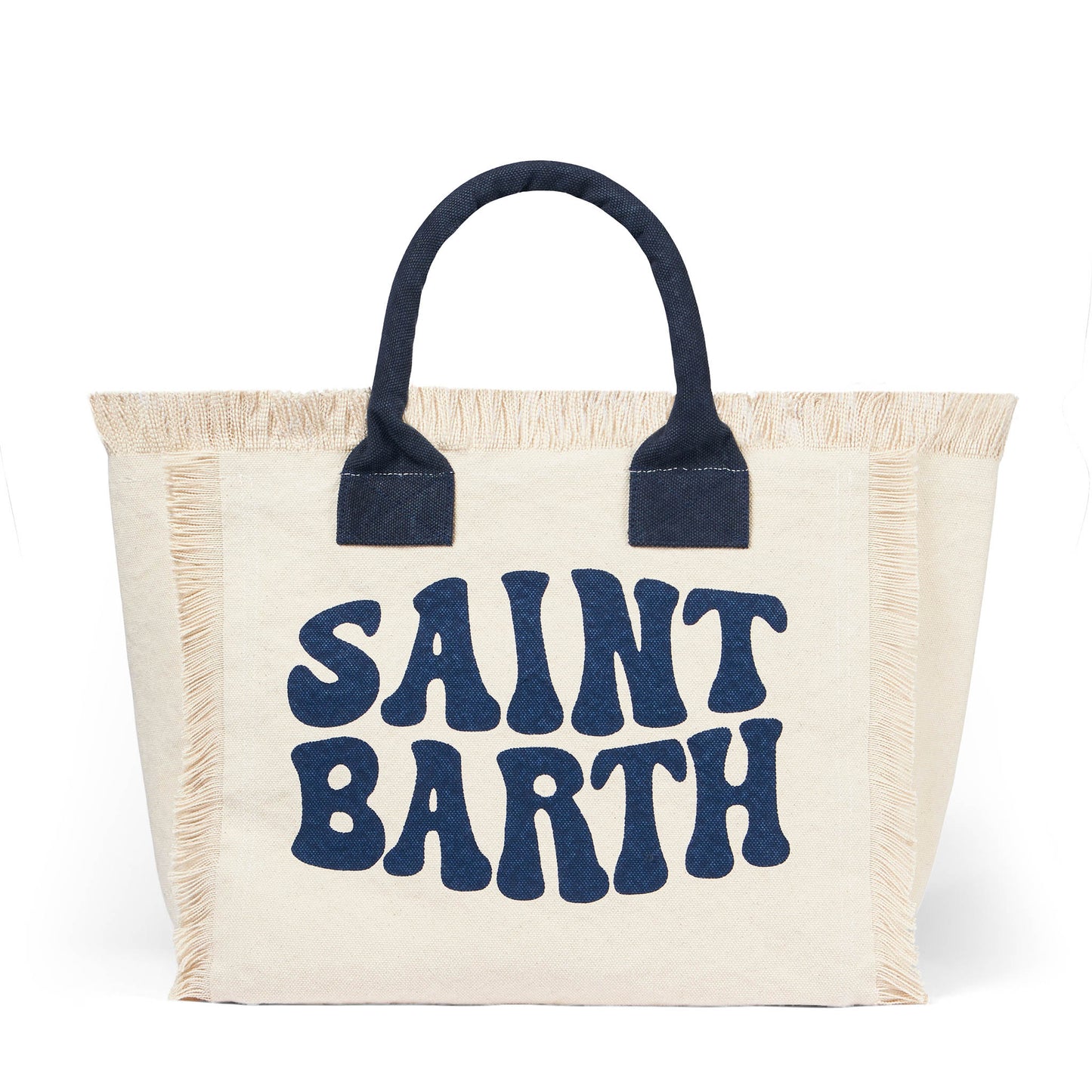 Schultertasche aus weißem Canvas Vanity mit blauem Groovy-Logo 