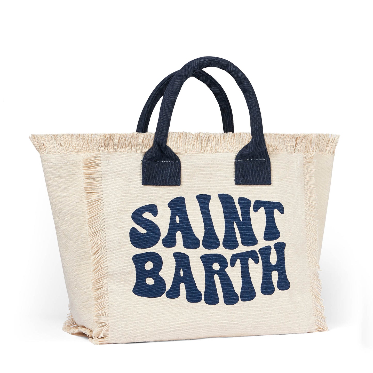 Schultertasche aus weißem Canvas Vanity mit blauem Groovy-Logo 