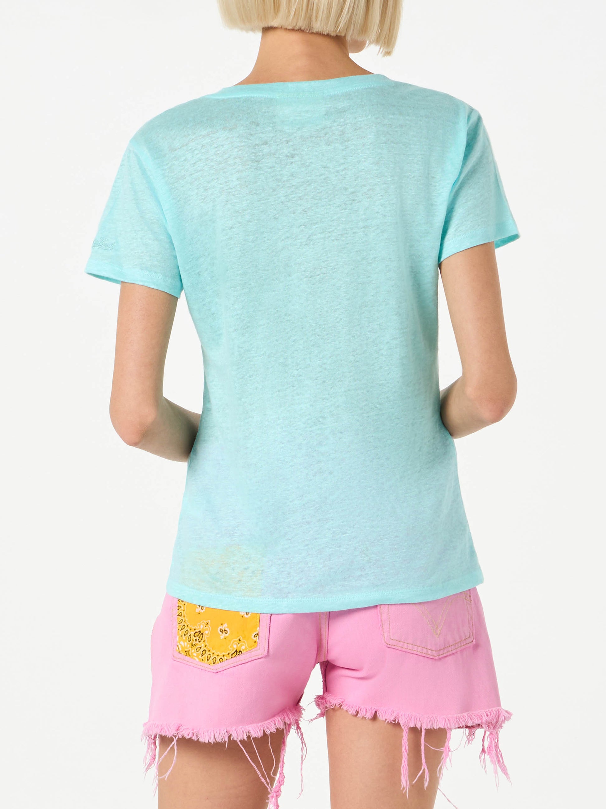 Woman water green linen t-shirt - MC2 Saint Barth