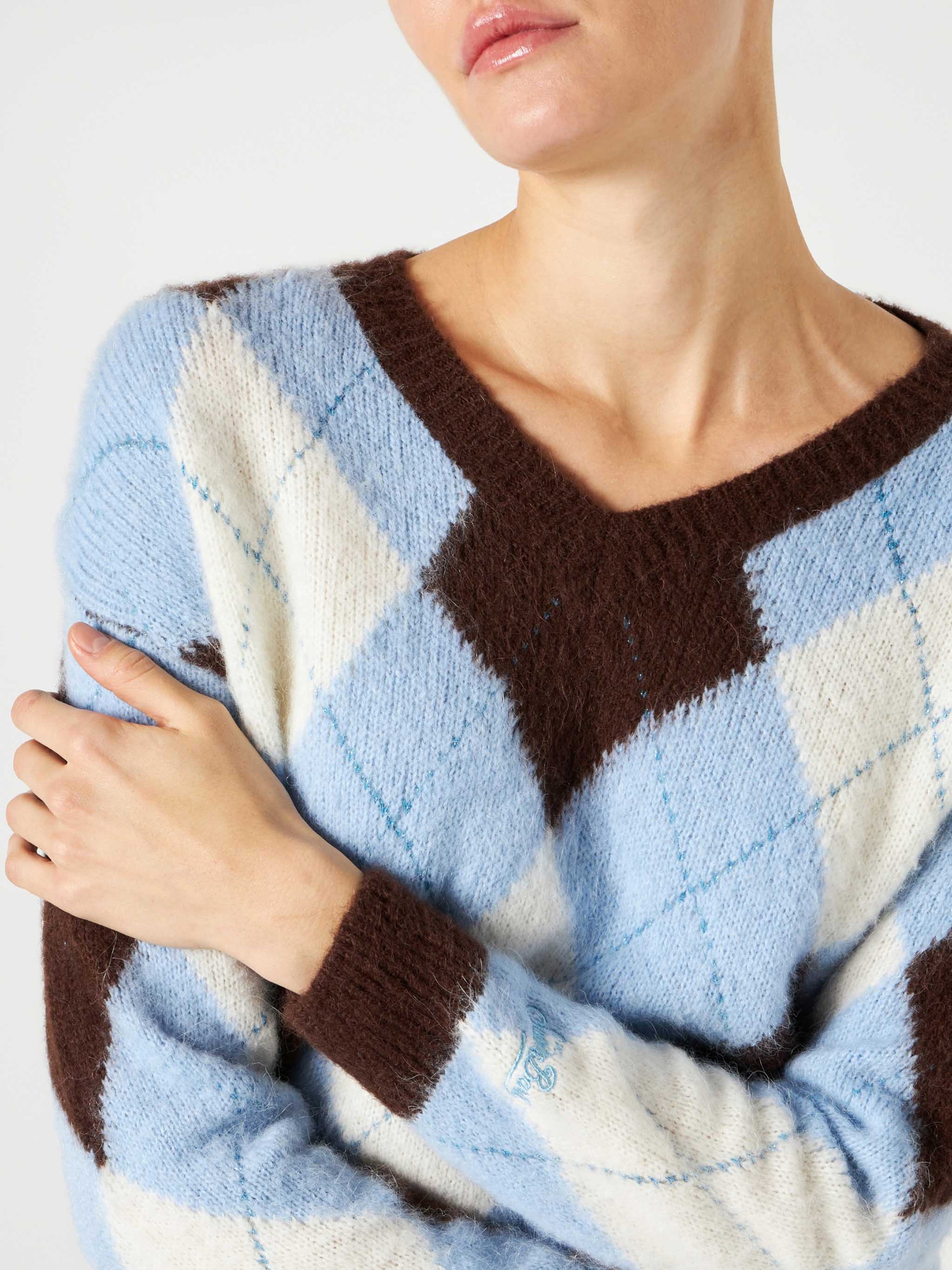 Woman cropped sweater with argyle pattern - MC2 Saint Barth