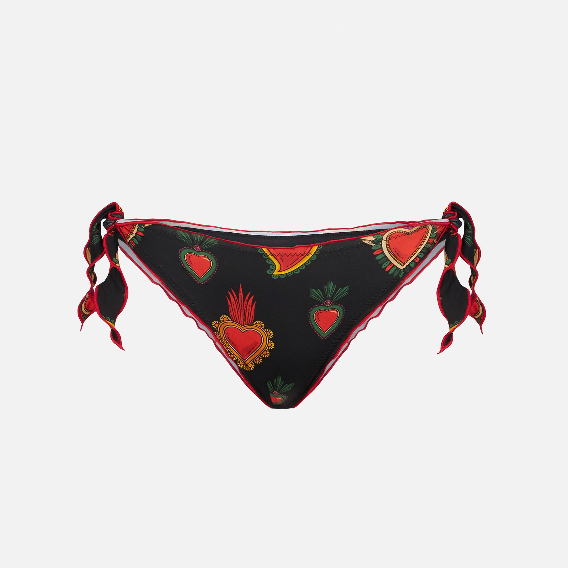 Woman ruffled cheeky swim briefs with heart print - MC2 Saint Barth