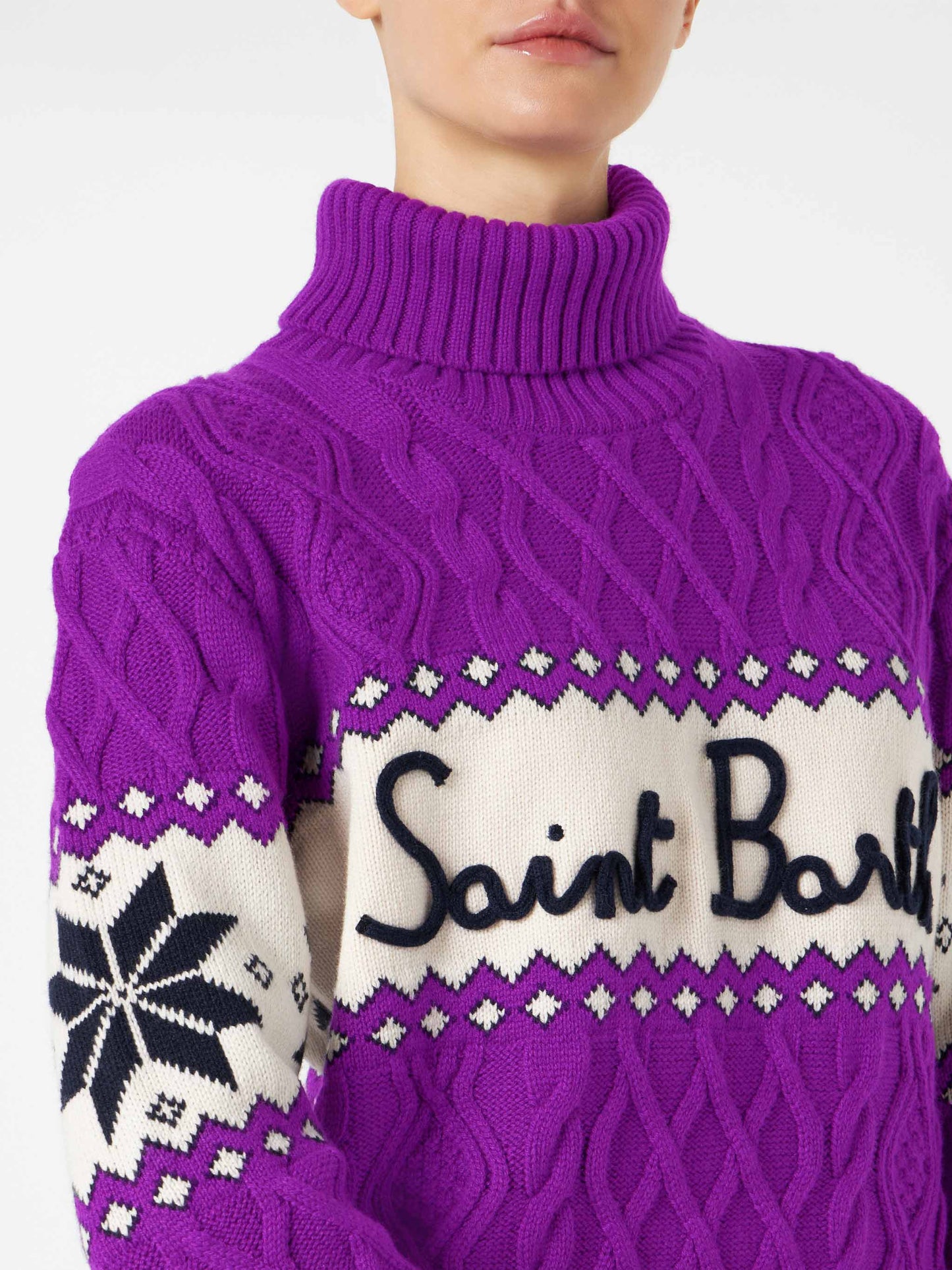 Woman half-turtleneck sweater with Saint Barth lettering - MC2 Saint Barth