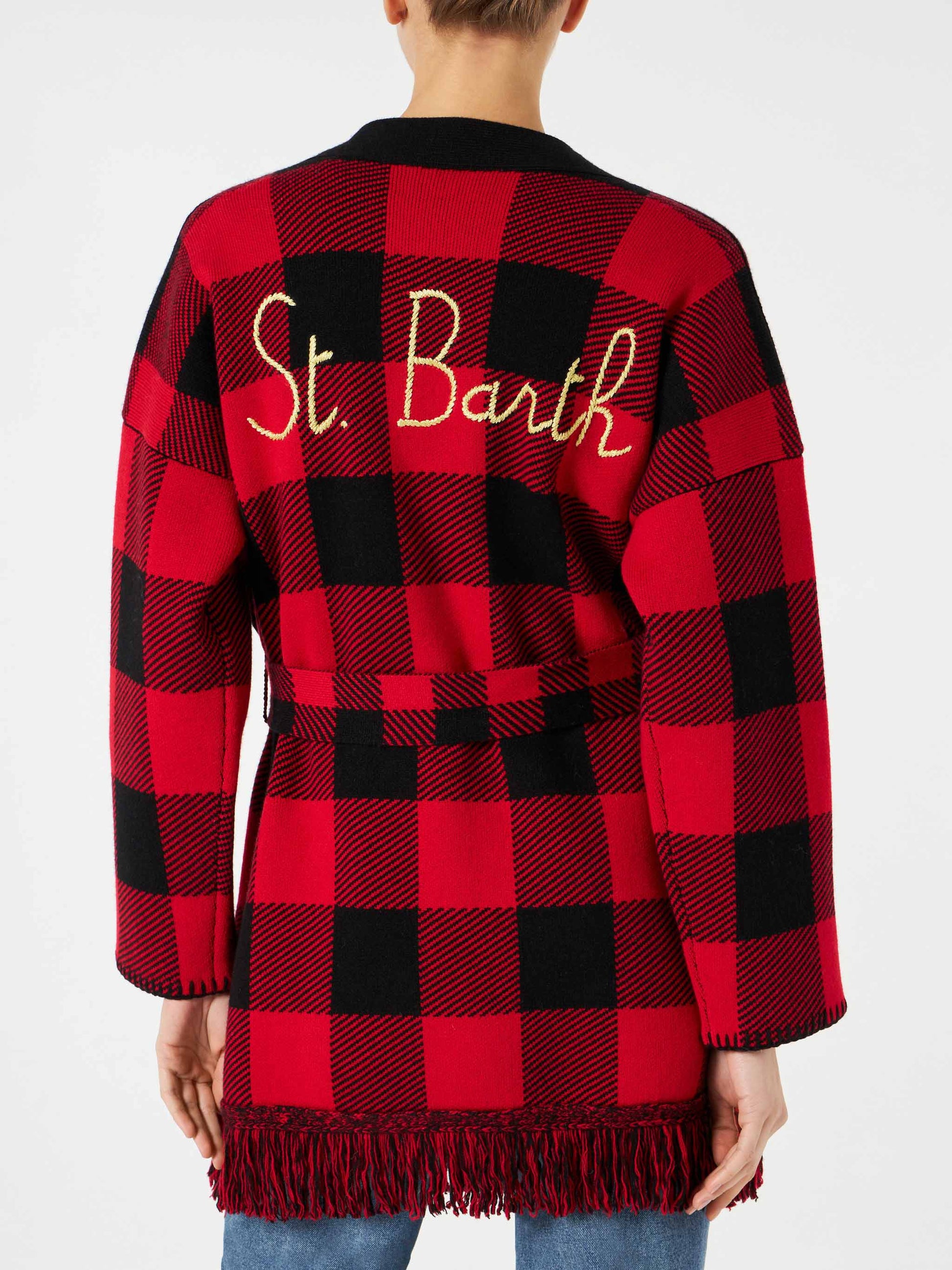 Woman coat with belt and St. Barth embroidery - MC2 Saint Barth