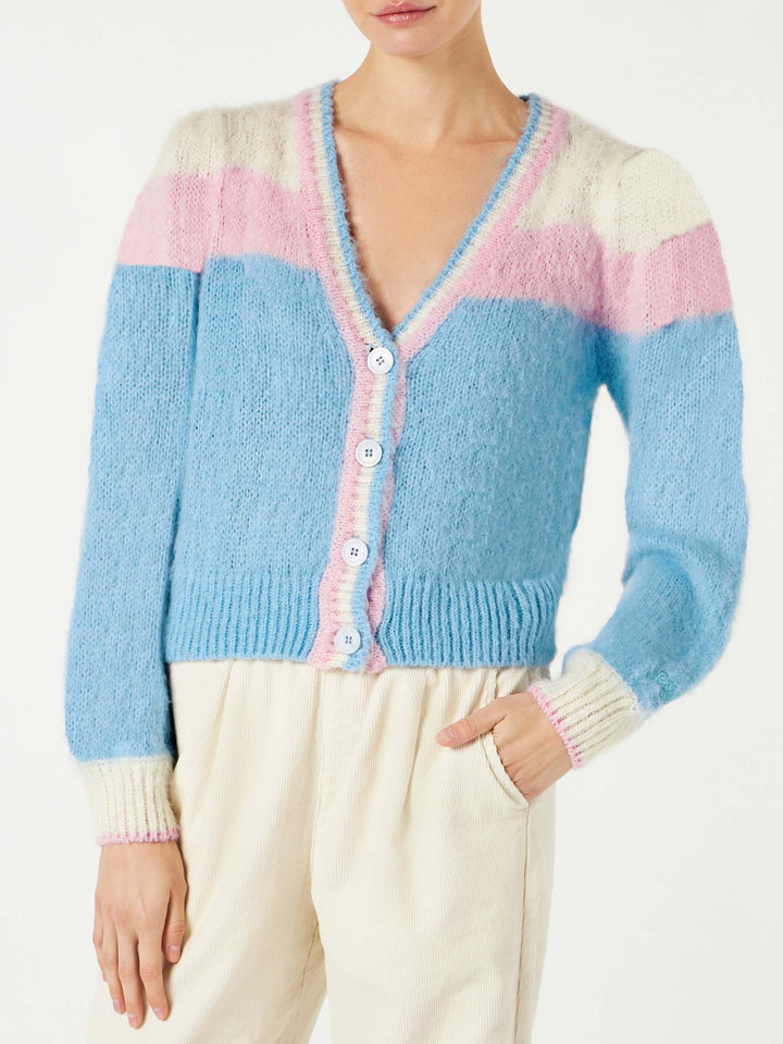 Brushed knit crop cardigan with puff sleeves - MC2 Saint Barth