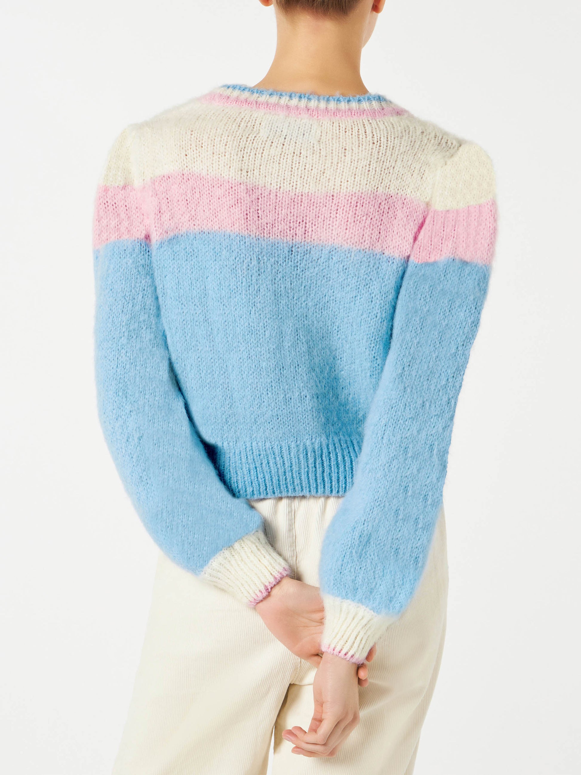 Brushed knit crop cardigan with puff sleeves - MC2 Saint Barth