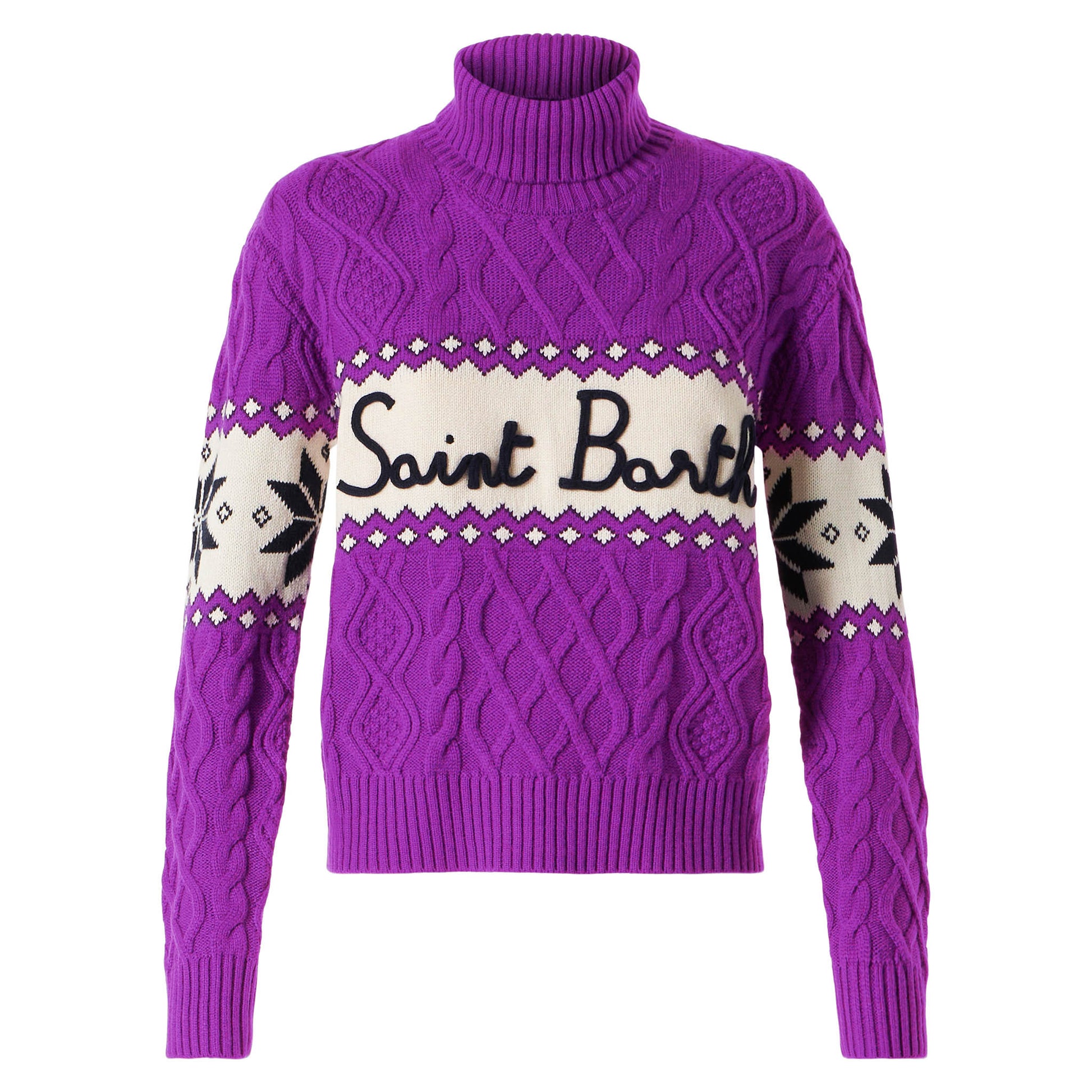 Woman half-turtleneck sweater with Saint Barth lettering - MC2 Saint Barth
