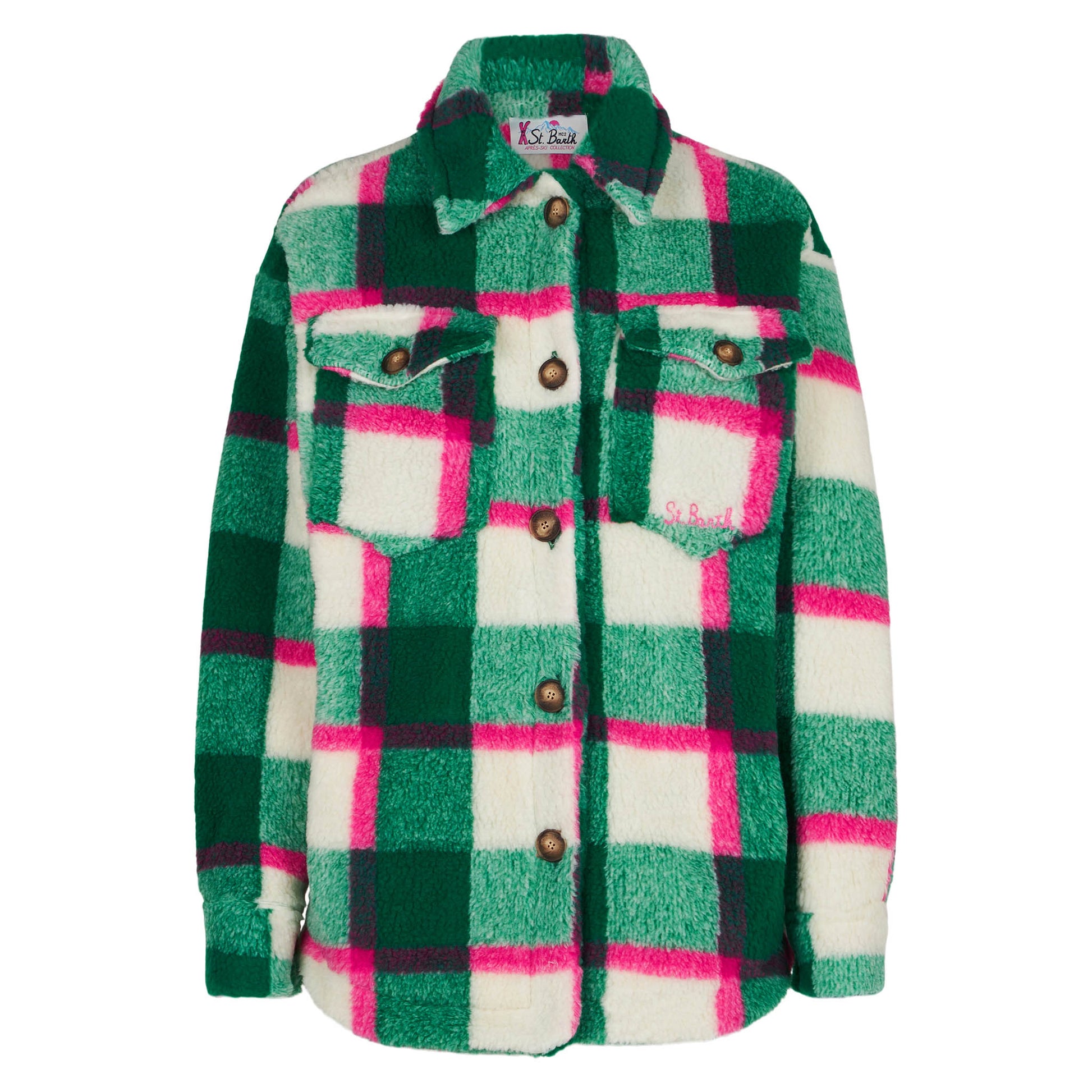 Woman sherpa overshirt with tartan pattern - MC2 Saint Barth